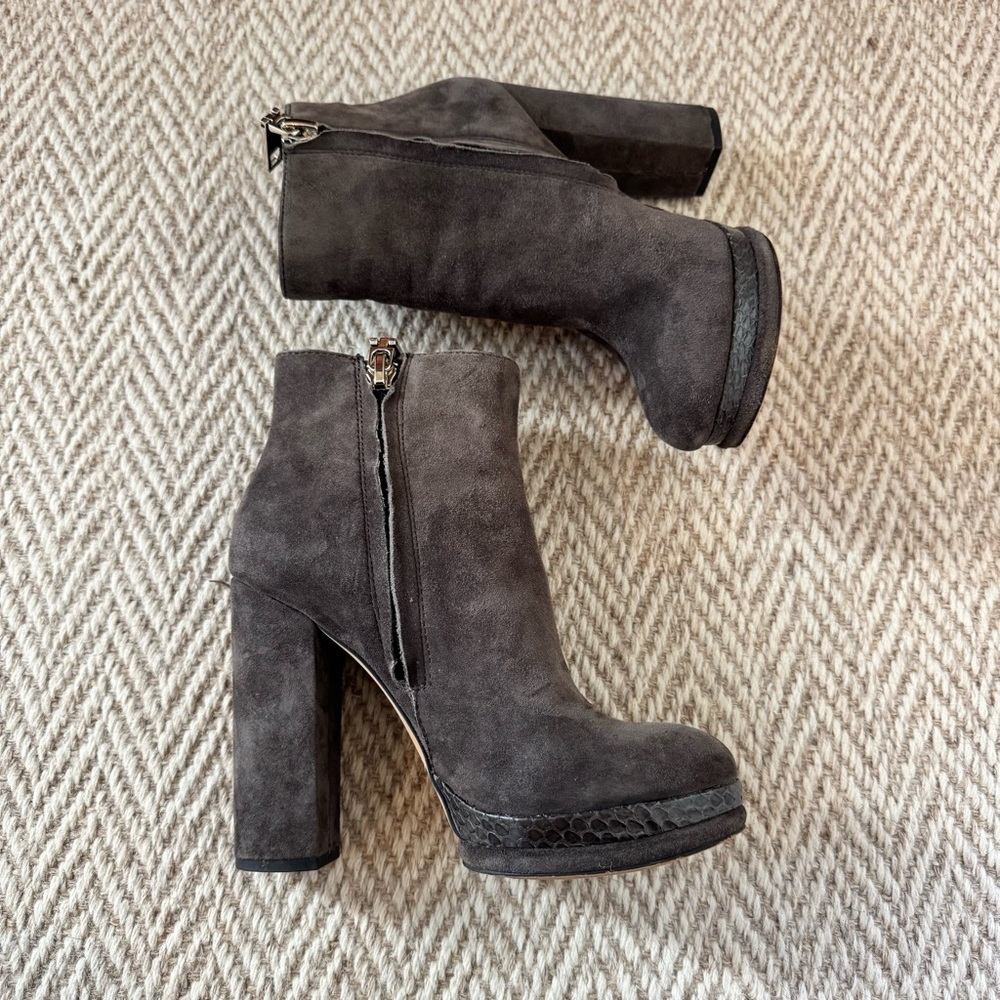 Dolce Vita Vergo Platform High Heel Booties, Galaxy Grey Suede - Picture 2 of 5
